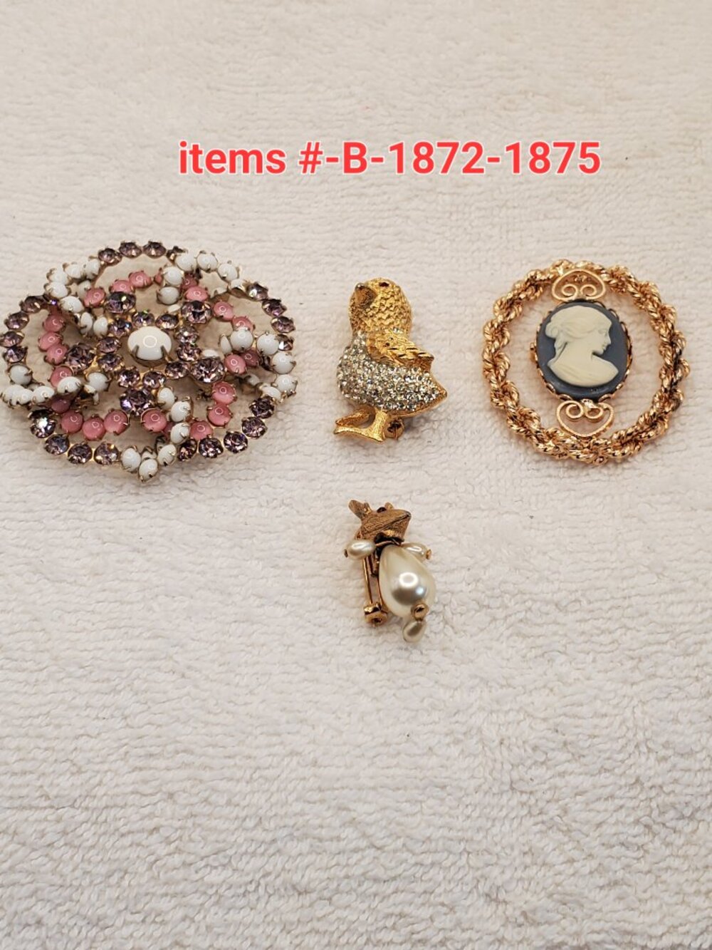 4 Brooches, items # B-1872-1875,. wt. 59 grams.